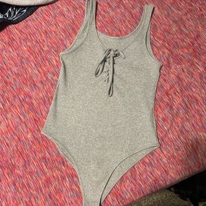 Shein ribbed grey bodysuit